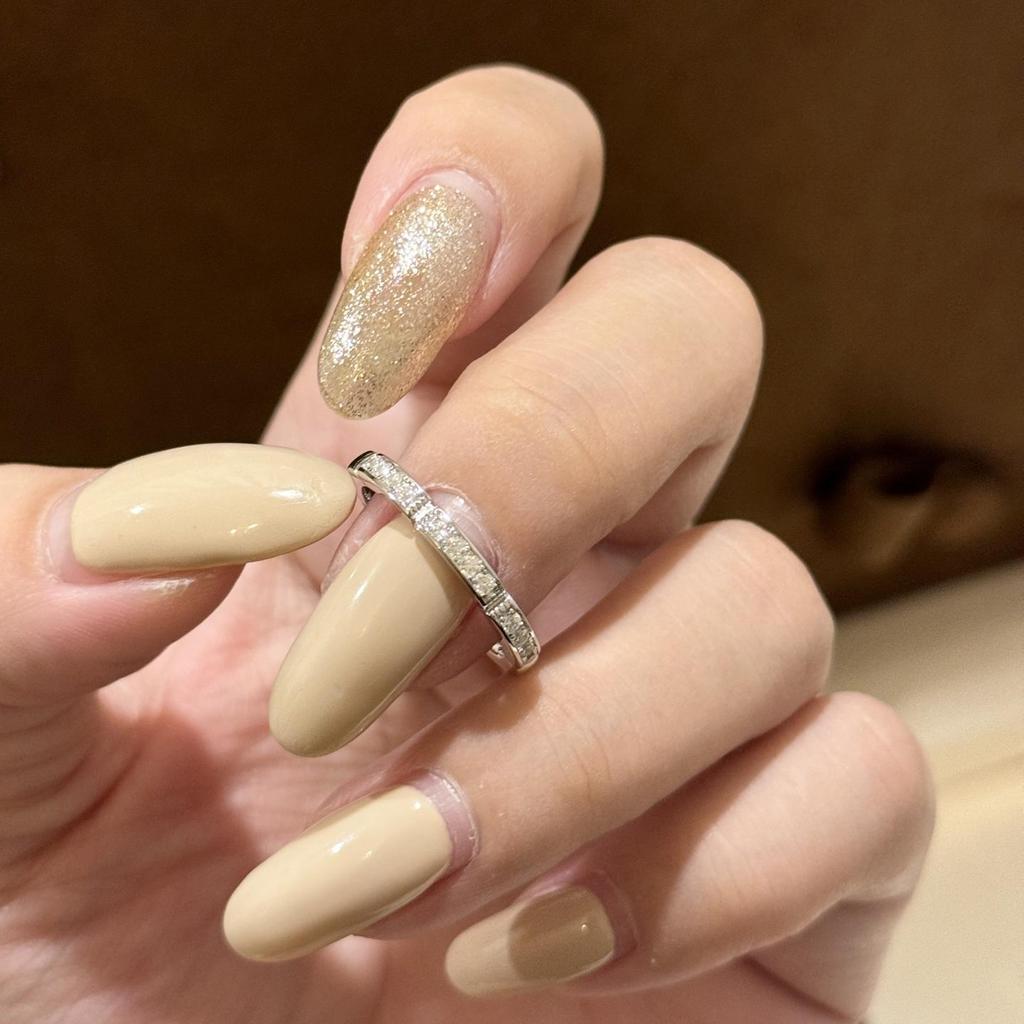 Chain shaped single row diamond ring, high-end micro inlaid high carbon diamond, personalized and fashionable Electroplating Unisex Gift