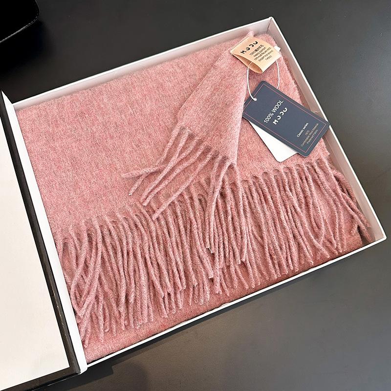 High-end 100% wool scarf women's winter thickened high-end new camel shawl birthday new gift