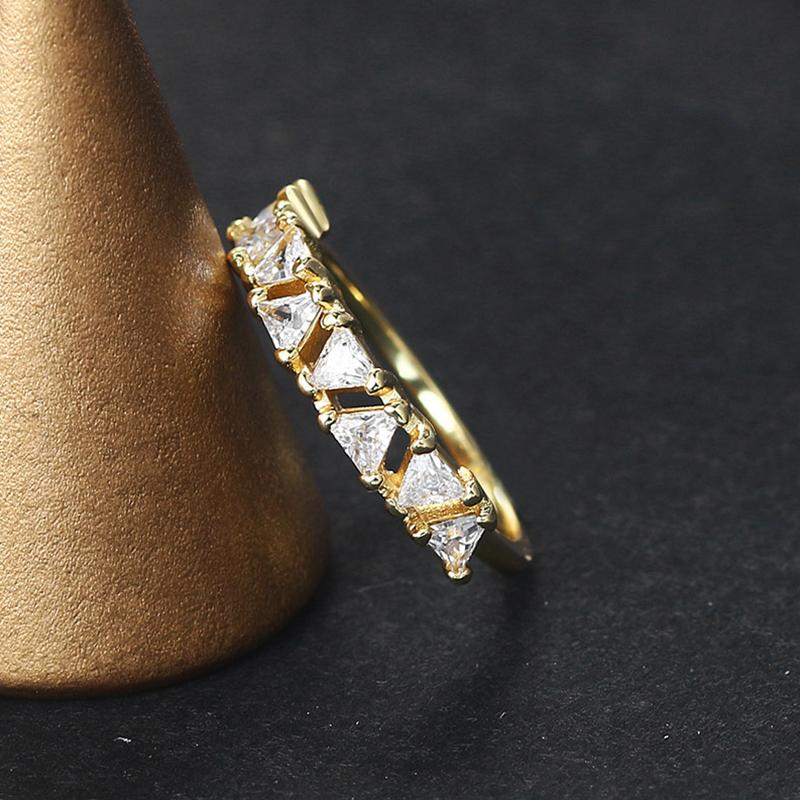 

ZHOUYANG Rings For Women Simple Triangle Zircon Light Gold Color Midi Finger Ring Accessories Fashion Jewelry Wholesale R196 10