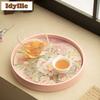 Embossed Gold-stamped Peony Tea Tray Cake Rack Coffee Storage Board Teapot Stove Insulation Dishes For Serving Chinese Tea Set