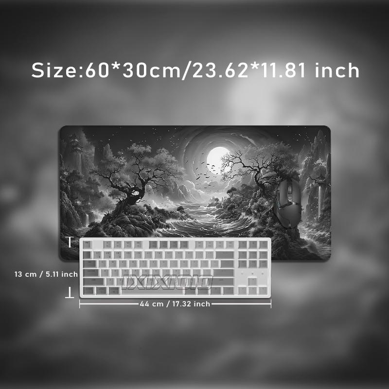 Mouse Pad Black White Moonlit Gamer Printon Demand Large Computer Mousepad XXL Mechanical Keyboard Pad Soft Carpet Non-Slip