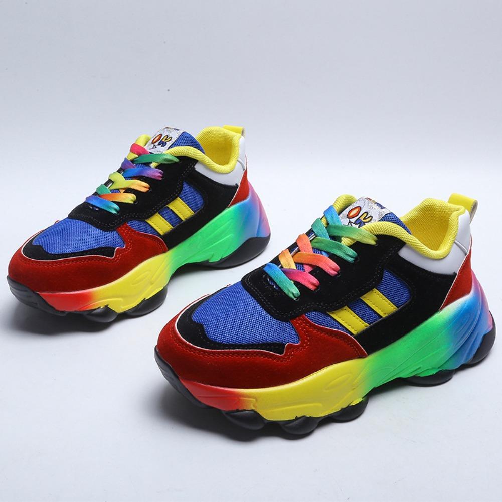Women Fashion Sneakers Colorful Running Shoes Comfort Lace Up Casual Platform Outdoor De Mujer