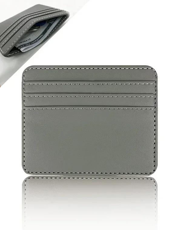 

Slim ID and Bank Card Holder Wallet for Men and Women Business PU Leather Card Protector Case Coin Cards Cover Pouch Bag серый