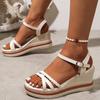 Fashion Summer Bohemian Beach Platform Wedge Sandals for Women Open Toes Woman Slides Adjustable Buckle Strap Women Slippers