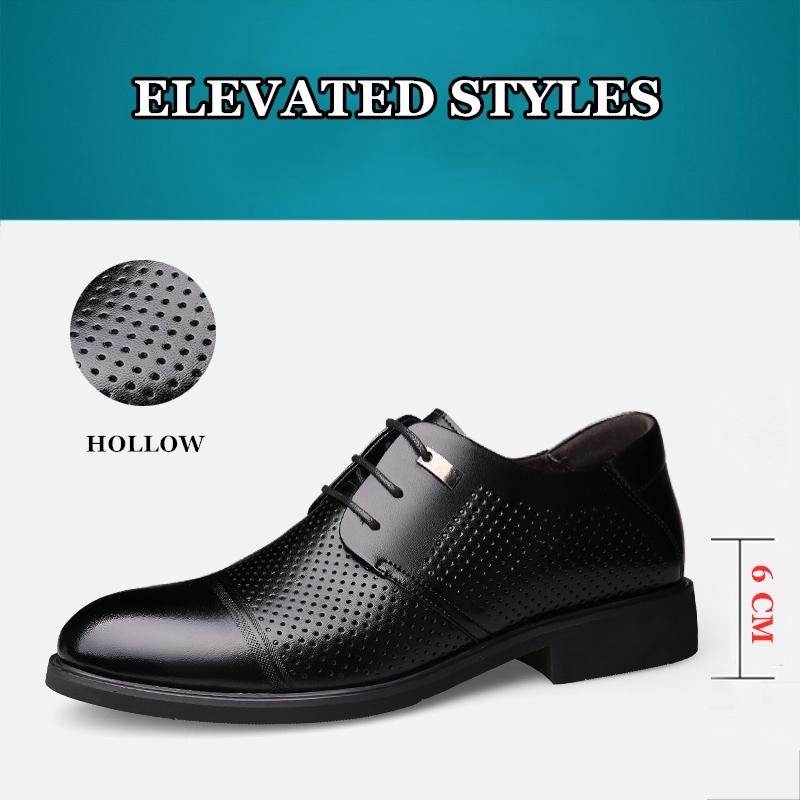 Summer Hollow Height Increasing Shoes Men Elevator Shoes 6CM Invisible Insole for Daily Wedding Office Leather Shoes Man Taller