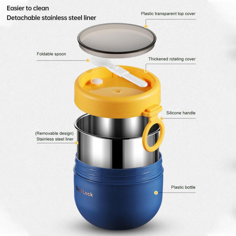 600ml tepelná dóza na potraviny Izolovaný šálek na polévku Termoska Nerezová krabička na oběd Thermo Keep Hot Hot Vaccum Cup se lžičkou