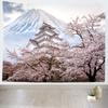 Sakura Tapestry Pink Japanese Cherry Blossoms Tapestries Spring Sunset Landscape Tapestry Wall Hanging for Bedroom Decoration