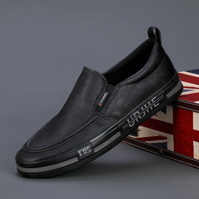 Spring Trendy Shoes Men's Shoes One Step Lazy Shoes Trendy Versatile Men Casual Breathable Leather Shoes Driving Shoes Men