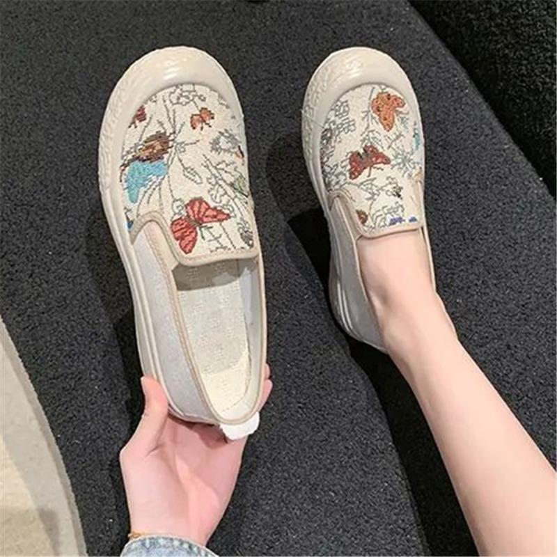 Spring and autumn canvas shoes cloth shoes women's soft-soled sports shoes breathable casual single shoes velvet cotton shoes