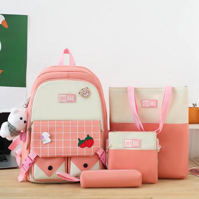 Vier-Funktionen-Paket Hochkapazität Wasserdichtes Canvas Schultaschen Rucksäcke für Mädchen und Jungen Mochilas Escolares