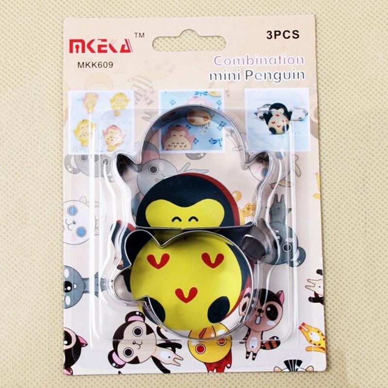 Cartoon animal 3D Combination Mold Squirrel Penguin Raccoon Cookie Mold Stainless Steel Fondant Baking Tool