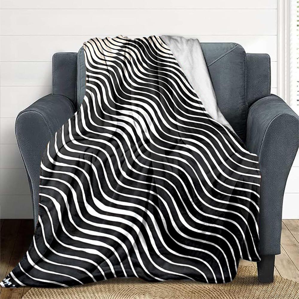 1pc Zigzag Mona Lisa Pattern Blanket Soft All Season Throw with Vibrant Design, Perfect for Home, Travel, and Gifts, Ideal for Naps and Camping