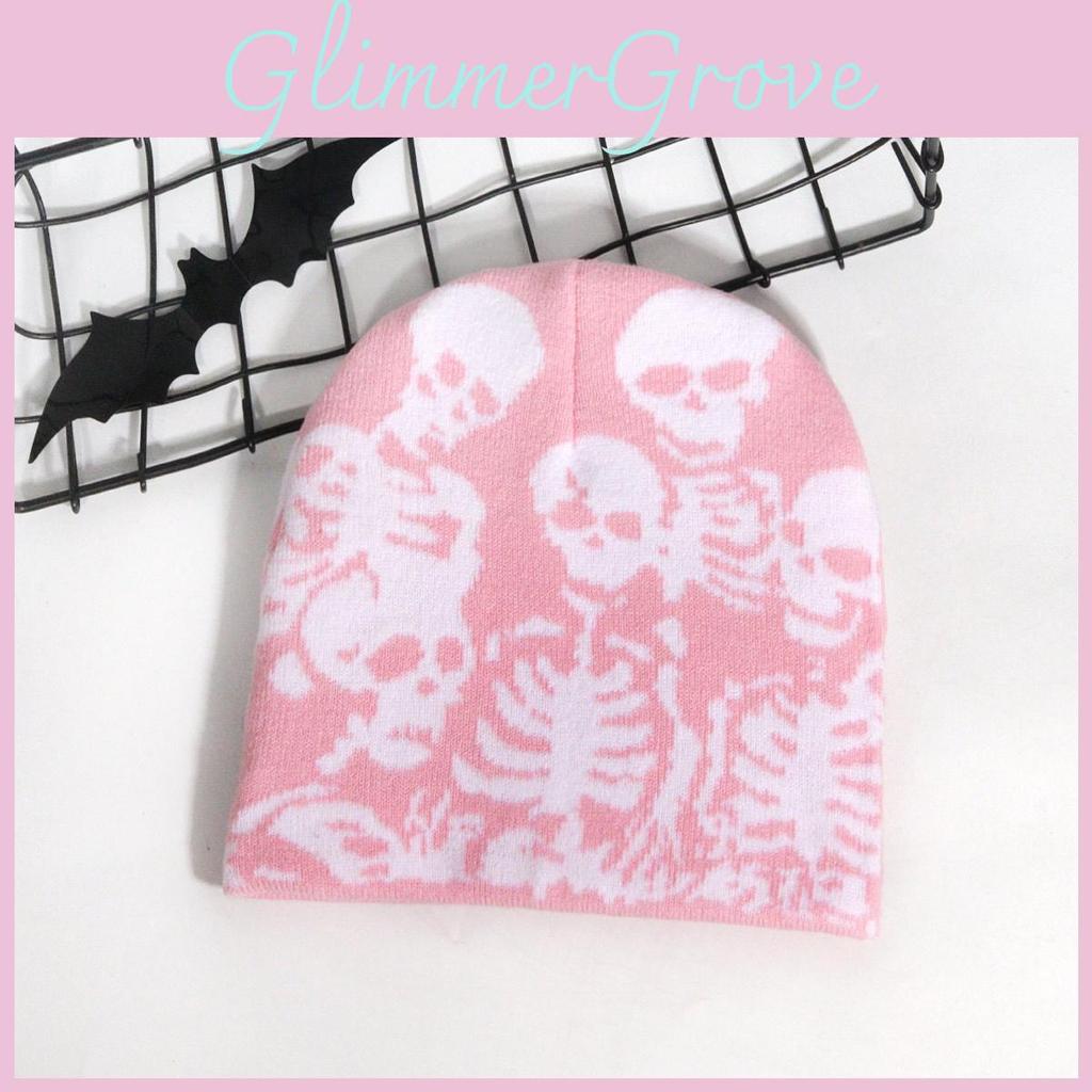 Knitted Hat With Skull Pattern For Fall And Winter Streetwear Fashion Accessory
