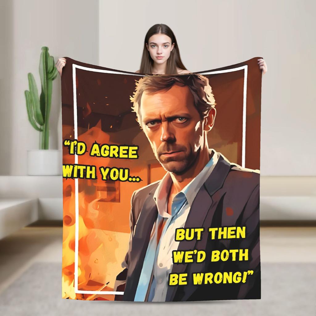 House MD Blanket Hugh Laurie Dr House Plush Vintage Warm Throw Blanket for Chair Covering Sofa Spring Autumn