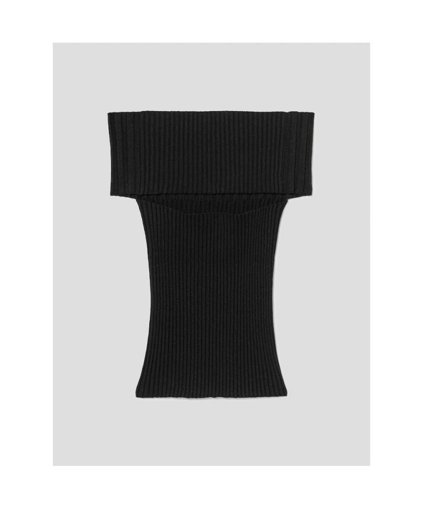 Anggae Off Shoulder Rib Top Black
