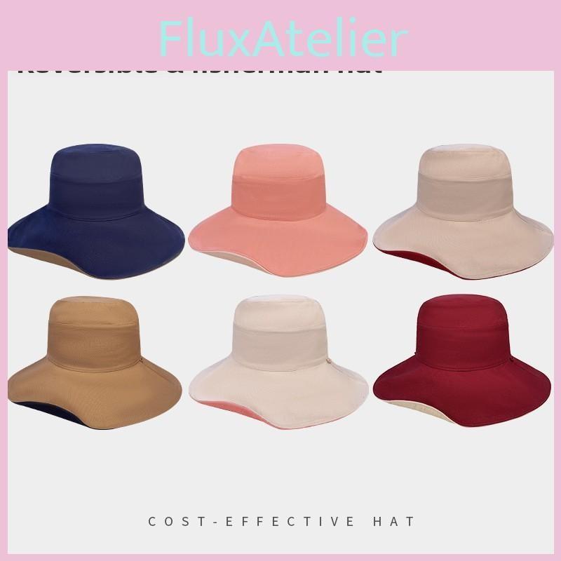 Reversible Wide Brim Sun Hat With Solid Color Design For Summer Use Casual