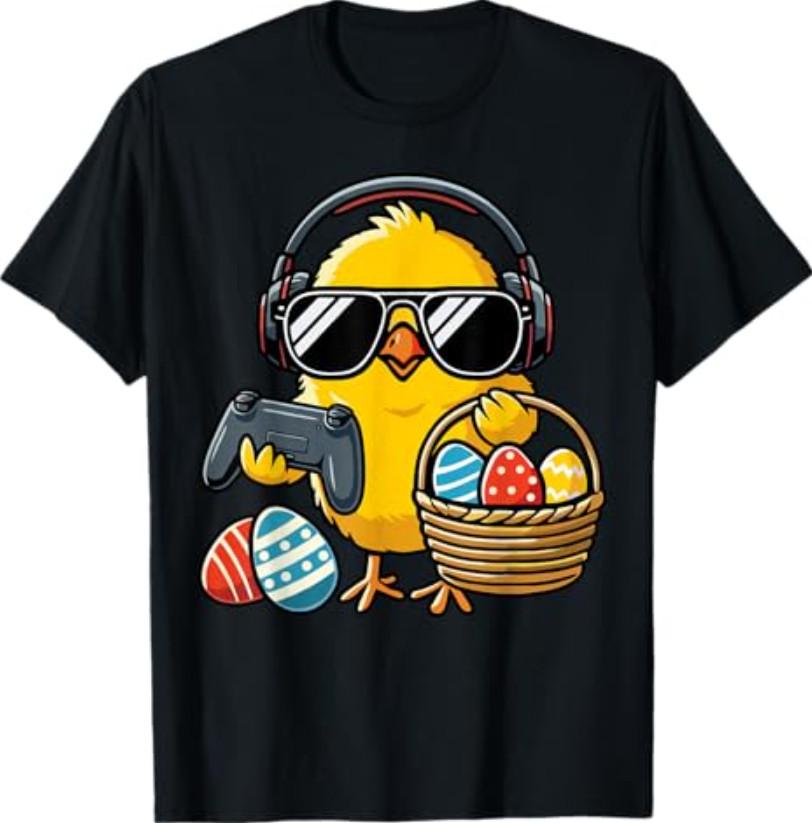 Retro Easter Chicken Gaming Funny Easter T-Shirt S разноцветный