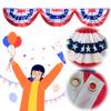 USA Pleated Fan Flag American US Bunting Flag Patriotic Bunting Red White And Blue Buntings Decoration July Fourth Outside Decor