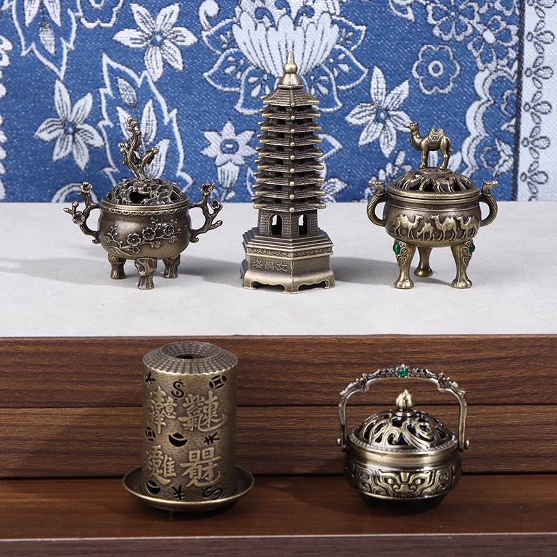 Alloy Lucky Incense Burner Bowl Incense Holder With Handle Yoga Meditation Home Office Decor Ancient Style For Relaxation