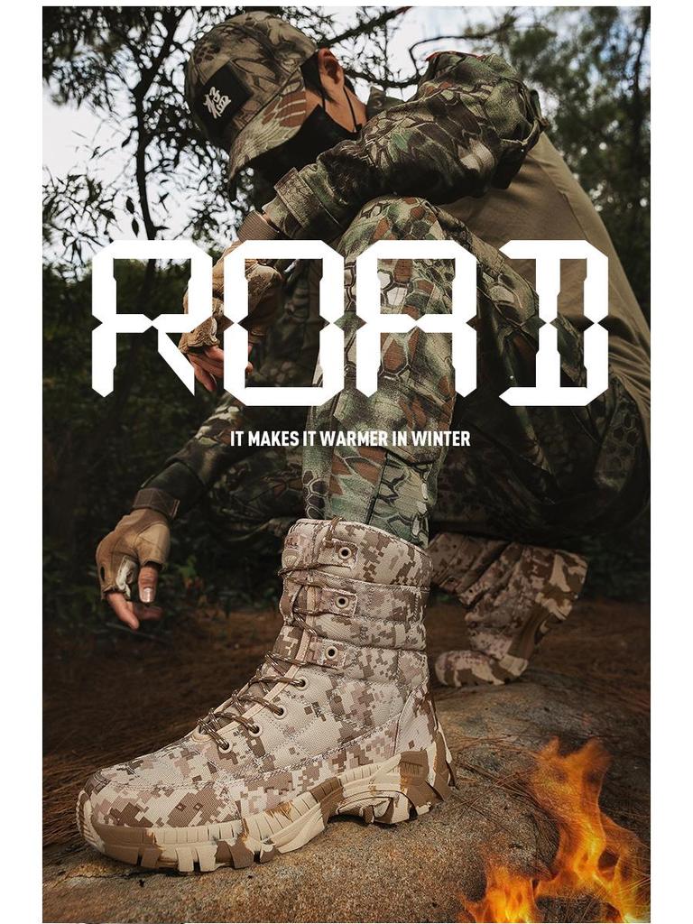 2024 Men's Plus Size High-Top Camouflage Combat and Hiking Boots