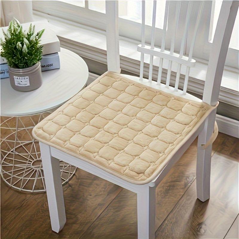 Square Plush Flannel Dining Chair Cushions with Shoulder Strap - All-Season Thin Warmth, Cozy Stool Accessories