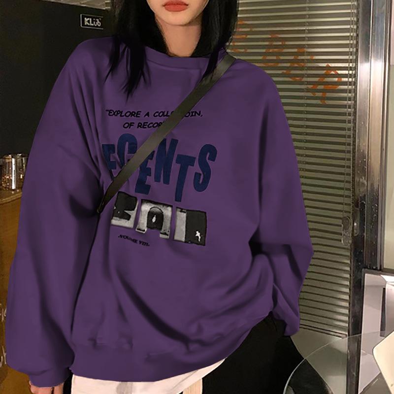 Vintage Round Neck Long Sleeve Loose Plush Sweater for Women - Fall/Winter Casual Korean Style