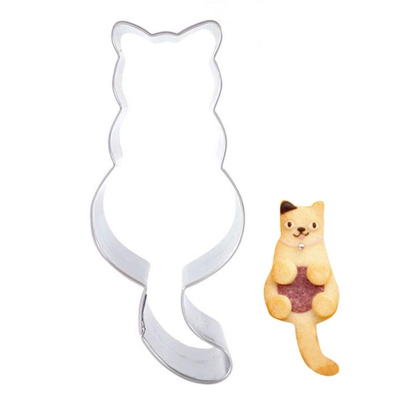 2PCS Stainless Steel Cookie Cutter Cat Shadow Cake Biscuts Cutter Fondant DIY Mold