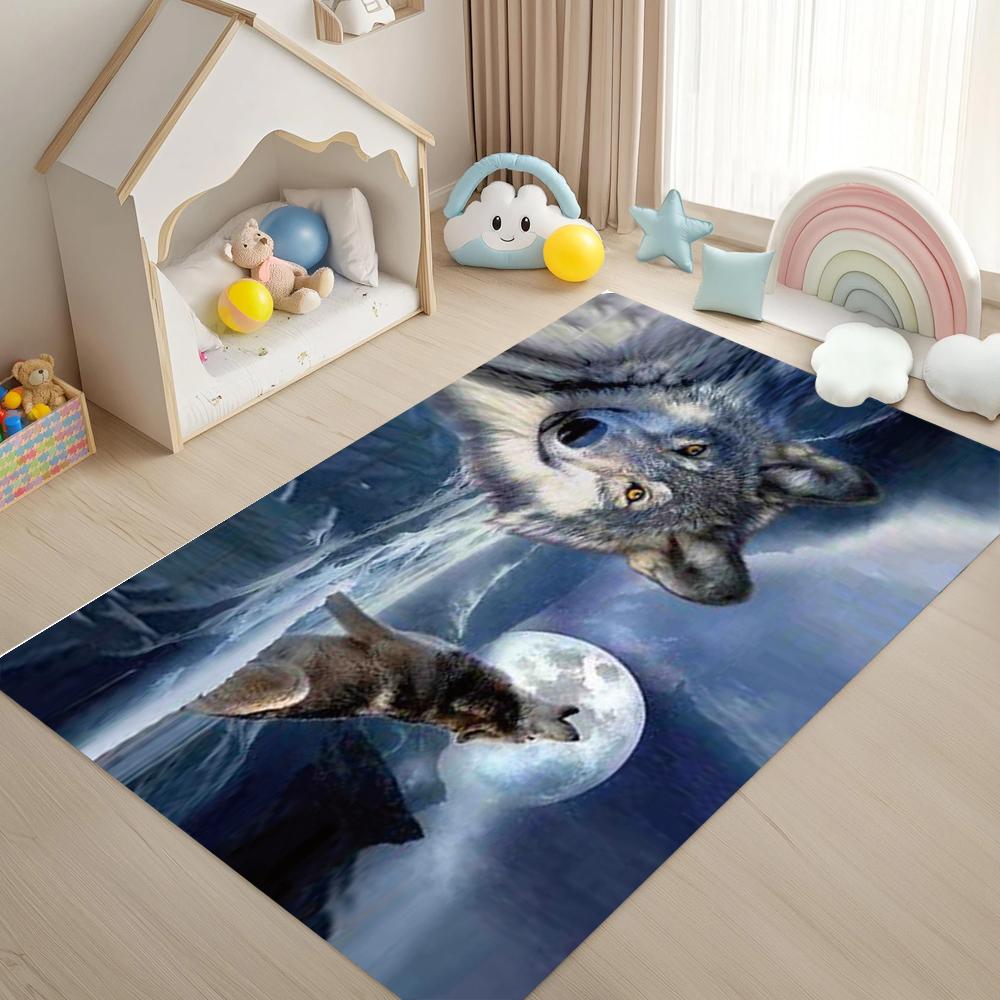 Wolf Patterned Carpet Wolf King Print Entrance Doormat Living Room Carpet Bedroom Non Slip Soft Floor Mat