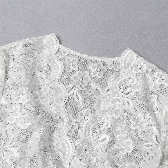 Underwear Lace Crochet Stitching Skin-friendly Spandex Women Sexy Sleepwear Set for Daily Wear