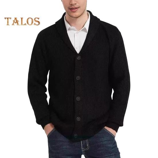 Men's Wool Blend Coat Shawl Collar Sweater Cardigan with Pockets Soft Warm Knitwear Winter Jacket for Work Parties And Sports