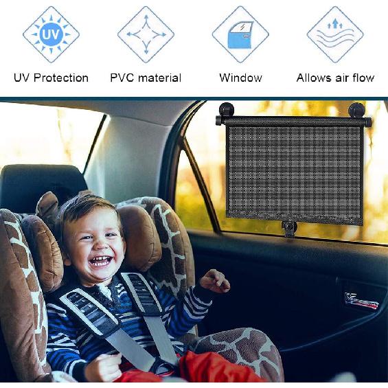 Car Window Shades - 2 Pack Window Shade For Baby In Cars For Car Blocks Heat And UV Rays Glare Protection Roller Sunshade Visor (15.7"×17.7")