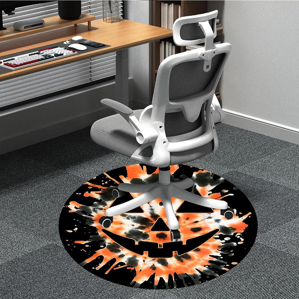 

1pc Halloween Pumpkin Face Chair Carpet for Office, Round Non Slip Durable Large Size Office Carpet, Suitable for Office 80cm