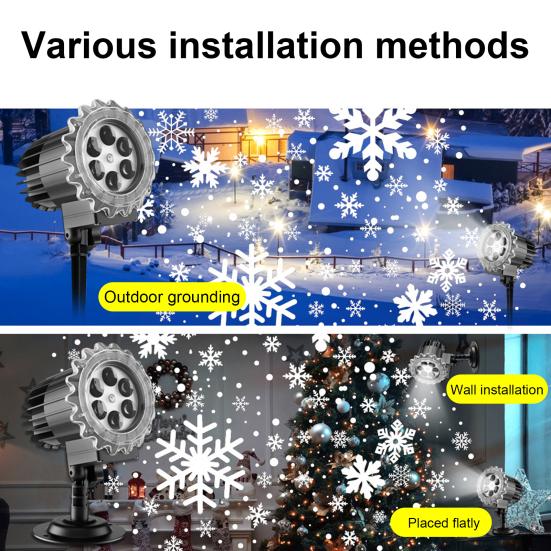 Halloween Projector Light Rotating Snow Falling Projector Lamp Waterproof Easy Installation Indoor Outdoor Holiday Night Light Projector