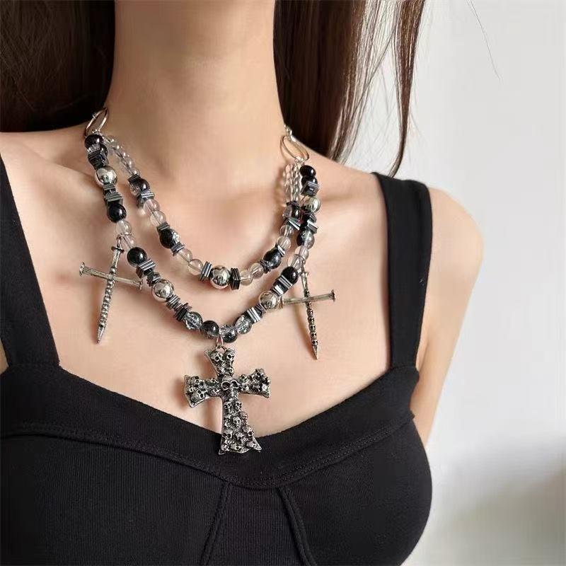 Y2K Spicy Girl Dark Star Leather Choker Necklace - Pure Desire Clavicle Chain