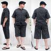 Cotton Shijira Weave Loungewear Set for Summer Pajamas Top and Bottom Set M L LL Cool Loungewear Jinbei Kimono 10000503 100% Men's Jinbei-style (JP,