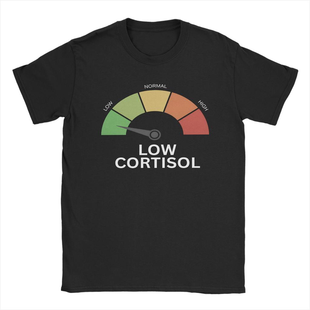 Unisex Unisex T-Shirt Lustiges Meme Niedrige Cortisolwerte Vintage Reine Baumwolle T-Shirts Kurzarm T-Shirts Rundhals Kleidung Party