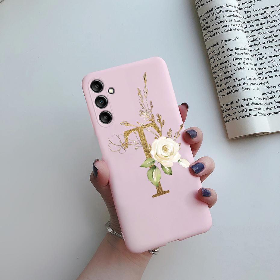 For Samsung Galaxy A24 4G Fashion Case Pink Black Matte Silicone Letters Phone Case For Samsung A24 A 24 4G SM-A245F Back Cover