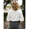 Spring Autumn New Elegant Artistic Style Lace Splicing Stand Up Collar Long Sleeve White Shirt For Women Blusas Femininas