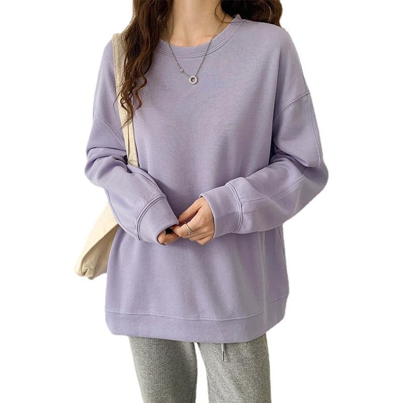 Зеленый свитшот для женщин весна и осень тонкий стиль осень новый пара круглый вырез — фото 5