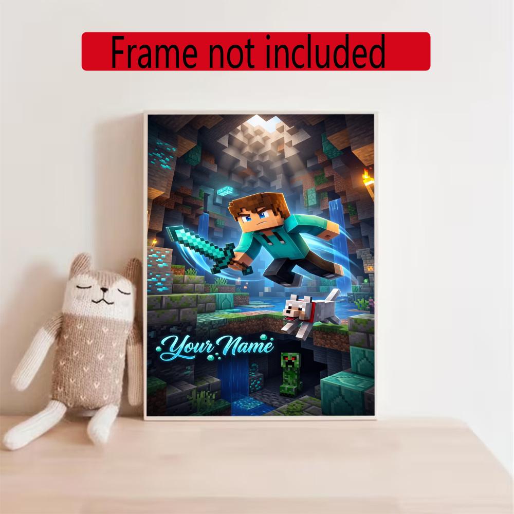Minecraft Personalized Name Diamond Paintings Mosaic Wall Round Diamond Art Painting Kits Embroidery Crystal Accessories Frameless