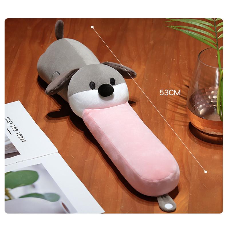 Cartoon Cute Long Tongue Puppy Design Portable Neck Pillow For Travel Rest And