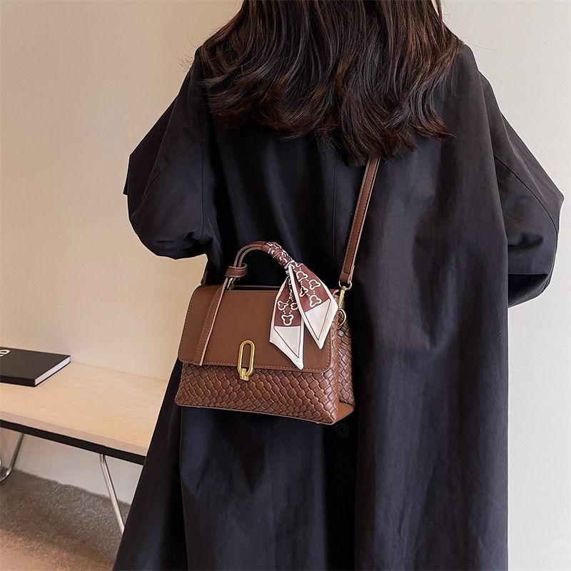 Soft Leather Woven Pattern Handbag Women Satchel Large Capacity Casual Storage Totes Saffiano Female Shoulder Crossbody Bags