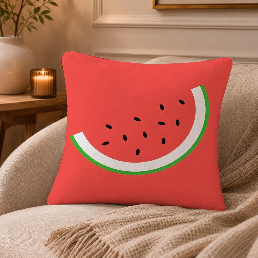 Watermelon Cushion Cover Anti-dustmite Pillowcase Invisible Zipper Silky Short Plush Sofa Cushion Cover