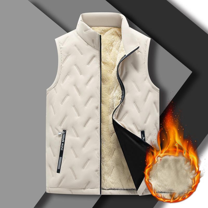 Autumn Winter Fashion Men's Vest Jacket Casual Warm Standing Collar Sleeveless Men