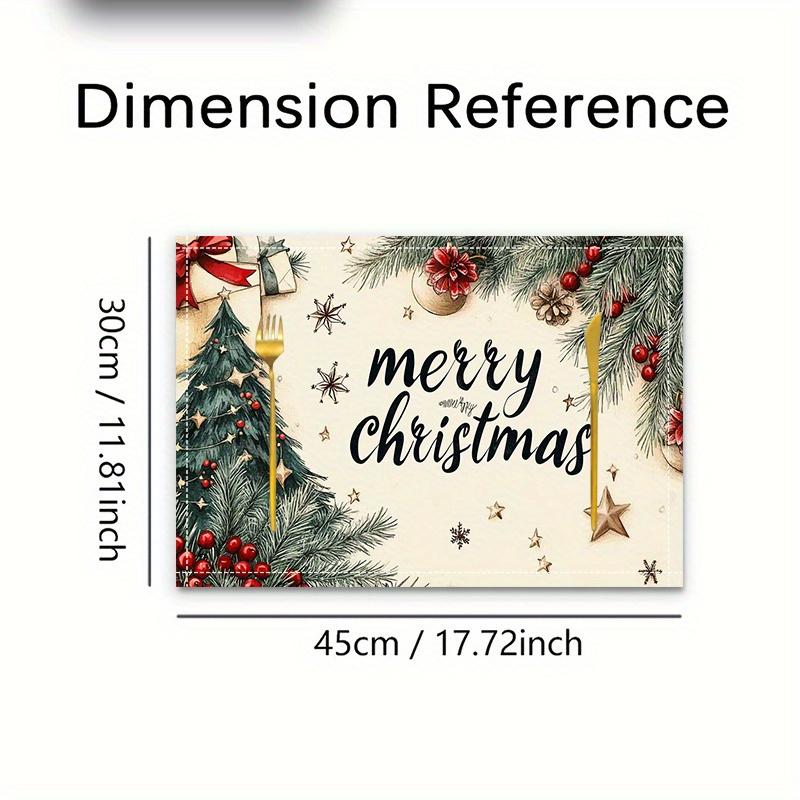 2pcs/4pcs/6pcs Set Christmas Tree Holly Pinecone Pattern Placemats. Seasonal Daily Holiday Decor for Home Kitchen Dining Party Indoor Outdoor.