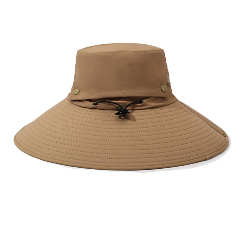 Men's Big Brim Sun Hat Top Detachable Fisherman's Hat Sunscreen Hat Solid Color Outdoor Mountaineering Fishing Hat