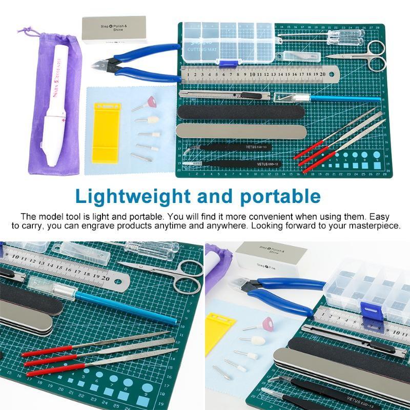 26Pcs Gundam Modeler Basic Tools Kit Car Model Building Craft Set Model Base Tool Suite