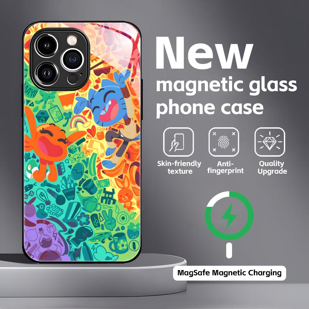 The Amazing World of Gumball Phone Case For iPhone17 16 15 14 13 12 11 X XR XS 8 Plus Mini Pro Max Glass Magnetic Case