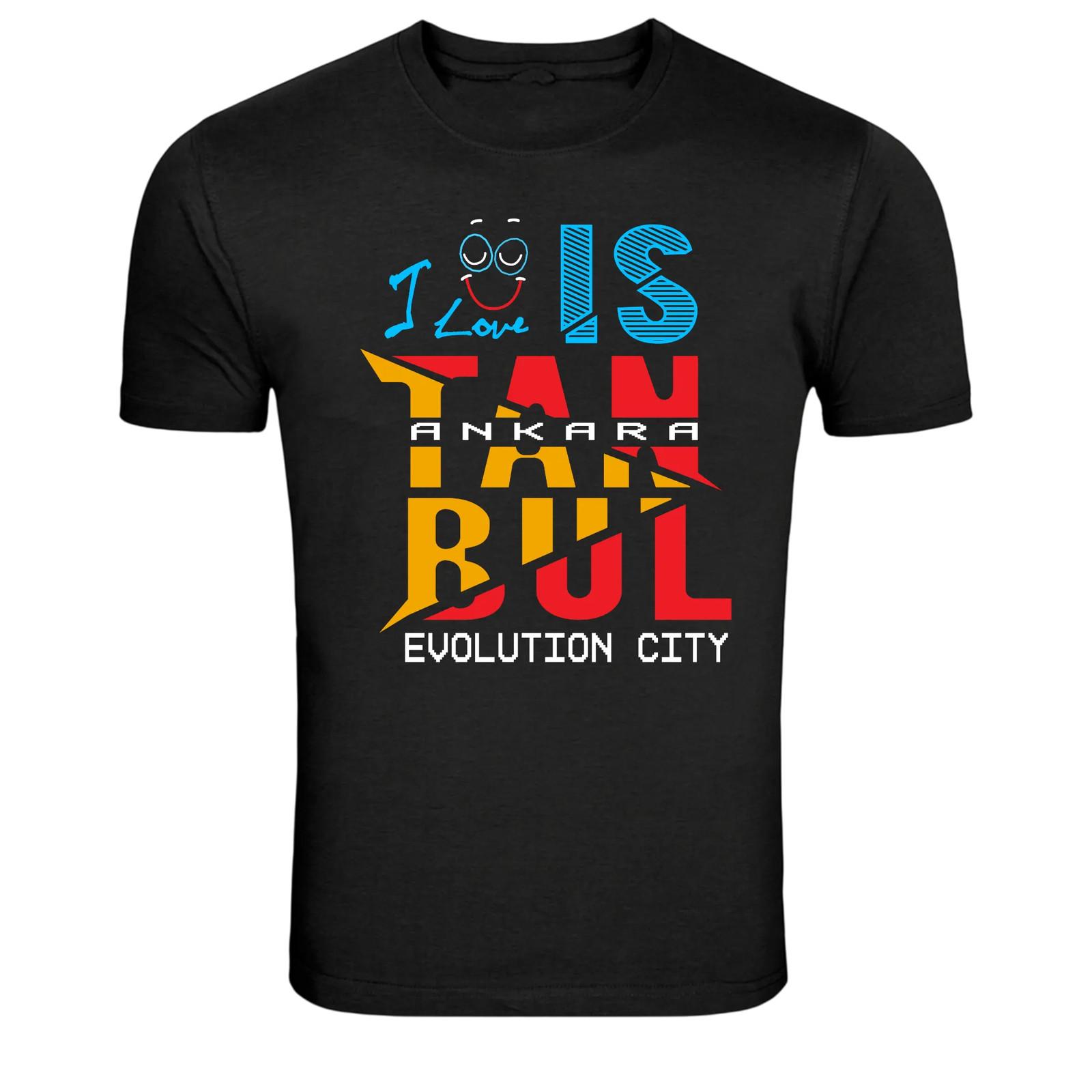 I Love Istanbul Ankara Evolution City Typography Graphic T-Shirt L