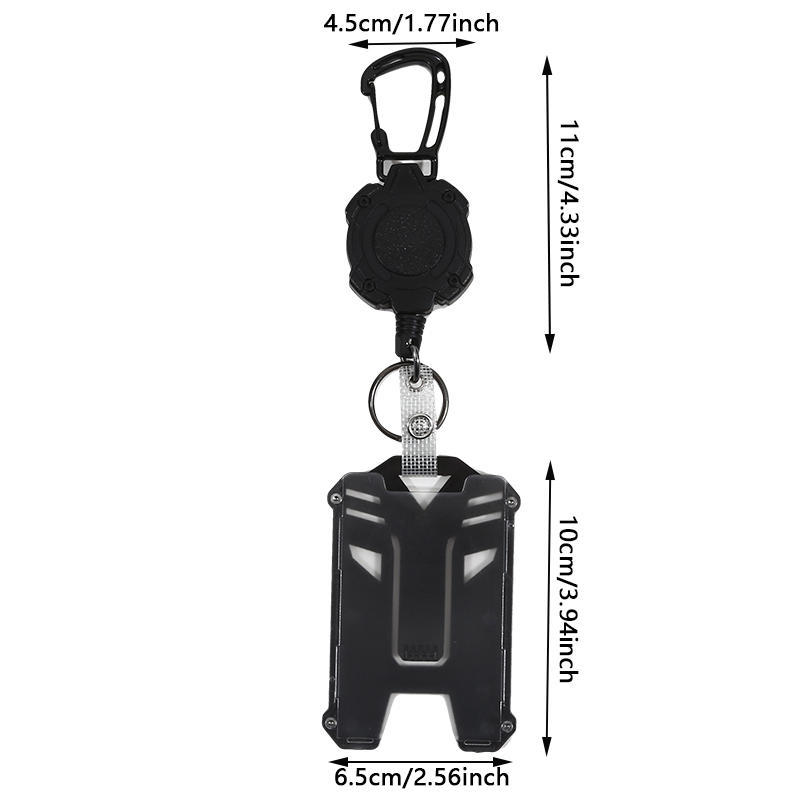 Heavy Duty Retractable Keychain Badge Clip ID Reel Chain Holder Outdoor Steel Wire Spring Rope Card Clip Carabiner Outdoor Key Card Cover Case Bags